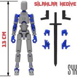SYK Design Robot 13 Dummy Gri Mavi Aksiyon Figürü Oyuncak Tüm Eklemleri Hareketli Hediyelik