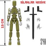 SYK Design Robot 13 Dummy Haki Yeşil Beyaz Tüm Eklemleri Hareketli Aksiyon Figürü Oyuncak
