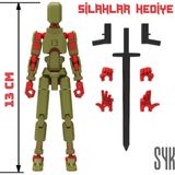 SYK Design Robot 13 Dummy Haki Yeşil Kırmızı Tüm Eklemleri Hareketli Aksiyon Figürü Oyuncak