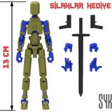 SYK Design Robot 13 Dummy Haki Yeşil Mavi Tüm Eklemleri Hareketli Aksiyon Figürü Oyuncak