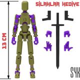 SYK Design Robot 13 Dummy Haki Yeşil Mor Tüm Eklemleri Hareketli Aksiyon Figürü Oyuncak