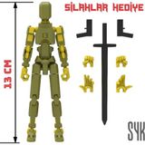 SYK Design Robot 13 Dummy Haki Yeşil Sarı Tüm Eklemleri Hareketli Aksiyon Figürü Oyuncak