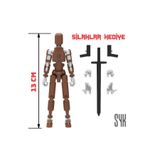 SYK Design Robot 13 Dummy Kahverengi Beyaz Tüm Eklemleri Hareketli Aksiyon Figürü Oyuncak