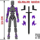 SYK Design Robot 13 Dummy Koyu Gri Mor Tüm Eklemleri Hareketli Aksiyon Figürü Oyuncak