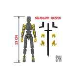 SYK Design Robot 13 Dummy Koyu Gri Sarı Tüm Eklemleri Hareketli Aksiyon Figürü Oyuncak