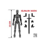 SYK Design Robot 13 Dummy Koyu Gri Siyah Tüm Eklemleri Hareketli Aksiyon Figürü Oyuncak
