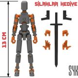 SYK Design Robot 13 Dummy Koyu Gri Turuncu Tüm Eklemleri Hareketli Aksiyon Figürü Oyuncak