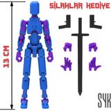 SYK Design Robot 13 Dummy Mavi Mor Tüm Eklemleri Hareketli Aksiyon Figürü Oyuncak