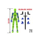 SYK Design Robot 13 Dummy Mavi Yeşil Tüm Eklemleri Hareketli Aksiyon Figürü Oyuncak
