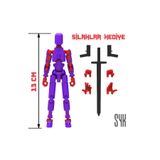 SYK Design Robot 13 Dummy Mor Kırmızı Tüm Eklemleri Hareketli Aksiyon Figürü Oyuncak