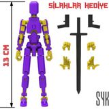 SYK Design Robot 13 Dummy Mor Sarı Tüm Eklemleri Hareketli Aksiyon Figürü Oyuncak