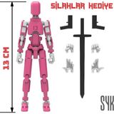 SYK Design Robot 13 Dummy Pembe Beyaz Tüm Eklemleri Hareketli Aksiyon Figürü Oyuncak