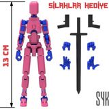 SYK Design Robot 13 Dummy Pembe Mavi Tüm Eklemleri Hareketli Aksiyon Figürü Oyuncak