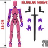 SYK Design Robot 13 Dummy Pembe Mor Tüm Eklemleri Hareketli Aksiyon Figürü Oyuncak