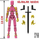 SYK Design Robot 13 Dummy Pembe Sarı Tüm Eklemleri Hareketli Aksiyon Figürü Oyuncak