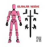 SYK Design Robot 13 Dummy Pembe Siyah Hareketli Eklemleri Oynar Aksiyon Figürü Oyuncak Hediyelik