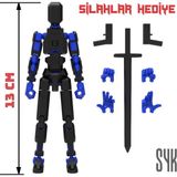 SYK Design Robot 13 Dummy Siyah Mavi 13 cm Hareketli Aksiyon Figürü Oyuncak Hediyelik