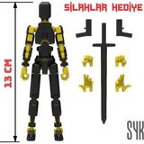 SYK Design Robot 13 Dummy Siyah Sarı Hareketli Aksiyon Figürü Oyuncak 13 cm Hediyelik