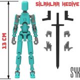 SYK Design Robot 13 Dummy Turkuaz Gri Tüm Eklemleri Hareketli Aksiyon Figürü Hediyelik Oyuncak