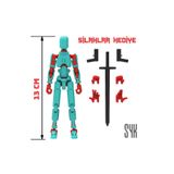 SYK Design Robot 13 Dummy Turkuaz Kırmızı Tüm Eklemleri Hareketli Aksiyon Figürü Oyuncak