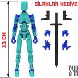 SYK Design Robot 13 Dummy Turkuaz Mavi Hareketli Aksiyon Figürü Oyuncak Hediyelik 13 cm