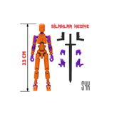 SYK Design Robot 13 Dummy Turuncu Mor Tüm Eklemleri Hareketli Aksiyon Figürü Oyuncak