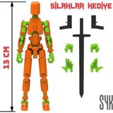 SYK Design Robot 13 Dummy Turuncu Yeşil Aksiyon Figürü Oyuncak Tüm Eklemleri Hareketli Hediyelik