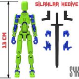 SYK Design Robot 13 Dummy Yeşil Mavi Hareketli Aksiyon Figürü Oyuncak 13 cm Hediyelik