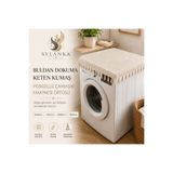 SYLANKA Buldan Dokuma Keten Kumaş Püsküllü Çamaşır Makinesi Örtüsü Banyo Dekoratif Makine Üstü Örtüsü