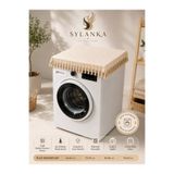 SYLANKA Monika Püsküllü Çamaşır Makinesi Örtüsü - Çeyizlik Buldan Bezi Dekoratif Banyo Makine Örtü Ve Kılfı