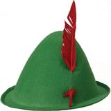 Sylar Mey Ithalat® Yeşil Renk Kırmızı Tüylü Peter Pan Şapkası Robin Hood Şapkası 24X23 cm - 1