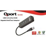 Sylar Qport Q-U3G Usb3.0=>gigabit Ethernet+3*usb3.0 Hub - Siyah