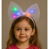 Sylar Rengarenk LED Işıklı Fiyonk Şekilli Tül Parti Tacı Beyaz Renk 25X25 cm - 1 m - 00 Beyaz