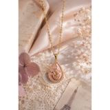 Sylvera Shop Lale Buketi Pembe Damla Çelik Kolye (Gold Renk)