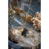 Sylvera Shop Ocean Secret Dalga Desenli Kapaklı Madalyon Çelik Kolye (Gold Renk)