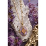 Sylvera Shop Pearl Bloom Mor Kapaklı Madalyon Çelik Kolye (Gold Renk)