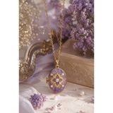 Sylvera Shop Secret Bloom Mor Kapaklı Madalyon Çelik Kolye (Gold Renk)