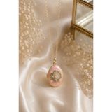Sylvera Shop Secret Bloom Pembe Kapaklı Madalyon Çelik Kolye (Gold Renk)