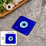 Sylvery Jewels El Yapımı Nazar Boncuklu Cam Banyo Gider Kapağı 10X10 cm Dekoratif Gider Süzgeci