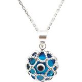 Sylvery Jewels Şeffaf Açık Renk Mavi Göz Nazar Boncuğu Yuvarlak Kolye 925 Ayar Gümüş Nazar Boncuğu Kolye