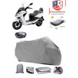 Sym Joyride Evo 200 Branda Gri Arka Çanta Uyumlu(Topcase) Motosiket Brandası Motor Örtüsü Çadır Su Geçirmez Motosiklet Kılıfı Motor Brandası,lastikli,taşıma Torbalı