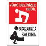 Sym STW016 Yükü Belinizle Değil Bacaklarınızla Kaldırın Uyarı Levhası