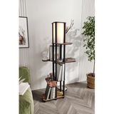 Symrna MDF Raflı Ayaklı Lamba – Modern Aydınlatmalı Kitaplık Tasarımı, Demonte Kolay Kurulum, Salon ve Oturma Odası İçin Dekoratif Aydınlatma ve Çok Amaçlı Depolama Ünitesi (Ceviz)