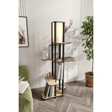 Symrna MDF Raflı Ayaklı Lamba – Modern Aydınlatmalı Kitaplık Tasarımı, Demonte Kolay Kurulum, Salon ve Oturma Odası İçin Dekoratif Aydınlatma ve Çok Amaçlı Depolama Ünitesi (Mese)