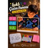 Syn Aksesuar 20X30 cm LED Işıklı Silinebilir Çizim ve Yazı Panosu - 7 Renk Kalemli Eğitici Çocuk Çizim Tahtası - Şeffaf Koruyucu