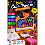 SYN AKSESUAR 20x30 cm LED Işıklı Yazı, Çizim ve Boyama Tahtası – 7 Renk Kalemli Silinebilir Eğitici Çocuk Çizim Panosu KAĞITSIZDIR STİCKER YOKTUR