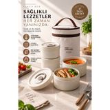 SYN AKSESUAR 3’lü Paslanmaz Çelik Isı Yalıtımlı Yemek Termosu Seti – Çantalı Beslenme Kabı ve Sefer Tası