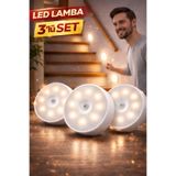 SYN AKSESUAR 3’lü Set Hareket Sensörlü Şarjlı LED Lamba– Kablosuz Otomatik Algılama Gece Lambası