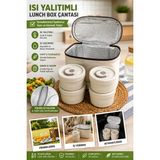 Syn Aksesuar 4’lü Paslanmaz Çelik Yemek Termosu Seti – Isı Yalıtımlı Taşıma Çantalı, Sızdırmaz Saklama Kapları - Bej