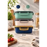 SYN AKSESUAR 6 Bölmeli Kilitli Kapaklı Beslenme Kabı – Bölmeli Lunch Box Saklama Kutusu, Çatal, Kaşık, Bıçaklı set- 1 Adet